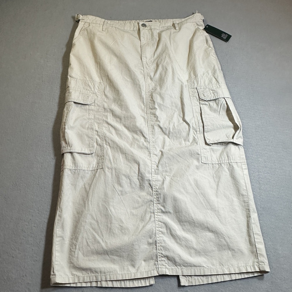 Wild Fable Cargo Maxi Skirt Womens Medium Light Beige Utility Pockets NWT